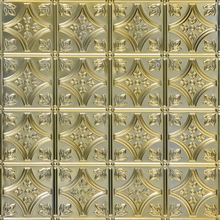 FROM PLAIN TO BEAUTIFUL IN HOURS Tiny Tiptoe 2 ft. x 2 ft. Tin Style Nail Up Ceiling Tile in Gold Nugget (48 sq. ft./case), 12PK SKPC209-gn-24x24-N-12